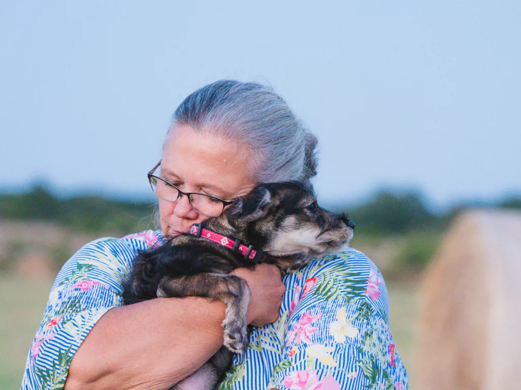 This is Becky and June Bug photographed on their family ranch. Becky has early-onset Alzheimer's Disease.