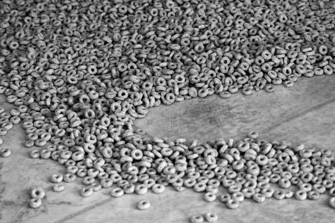Photo of cereal spilled on the ground. Katie Benson
