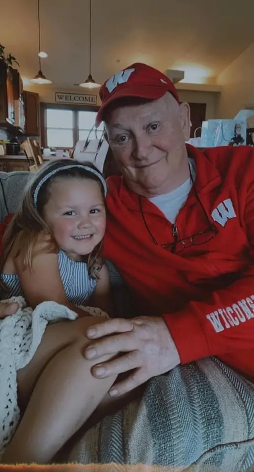 The inspiration behind the film, Five More Minutes, Paul Sheldon, a person living with dementia, appears with his granddaughter, Sophia.