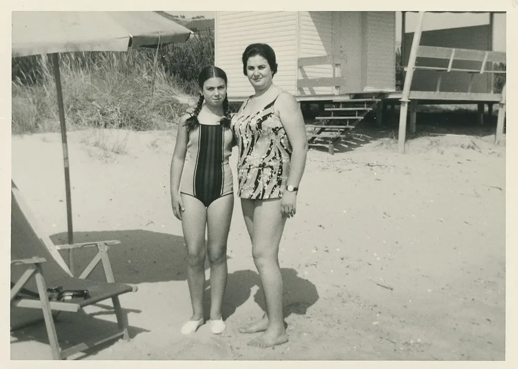 Archive photo of Luciana and Antonietta at Torre di Cerrano beach, Italy.