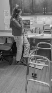 Jacks View of Grand Meadows Staff while he walks around the Memory Care Facility