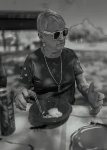 Jacks View of Jan at his birthday picnic