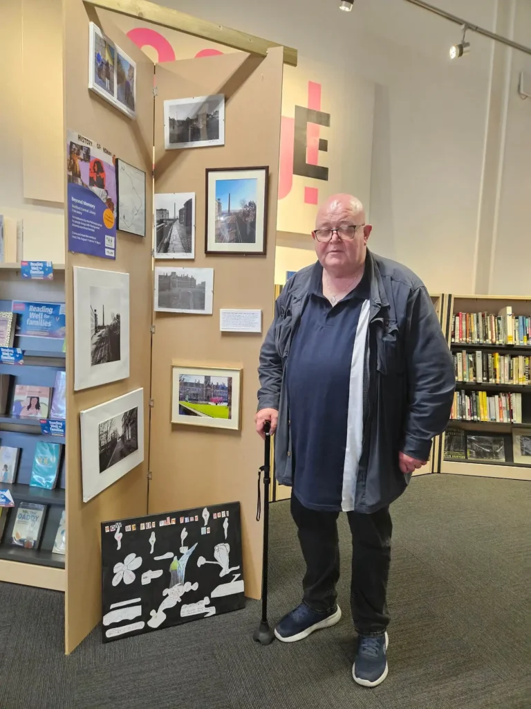 Artist Michael appears with his collection of photos, In Ian Beesley’s footsteps, taken as part of the Beyond Memory collaboration. 